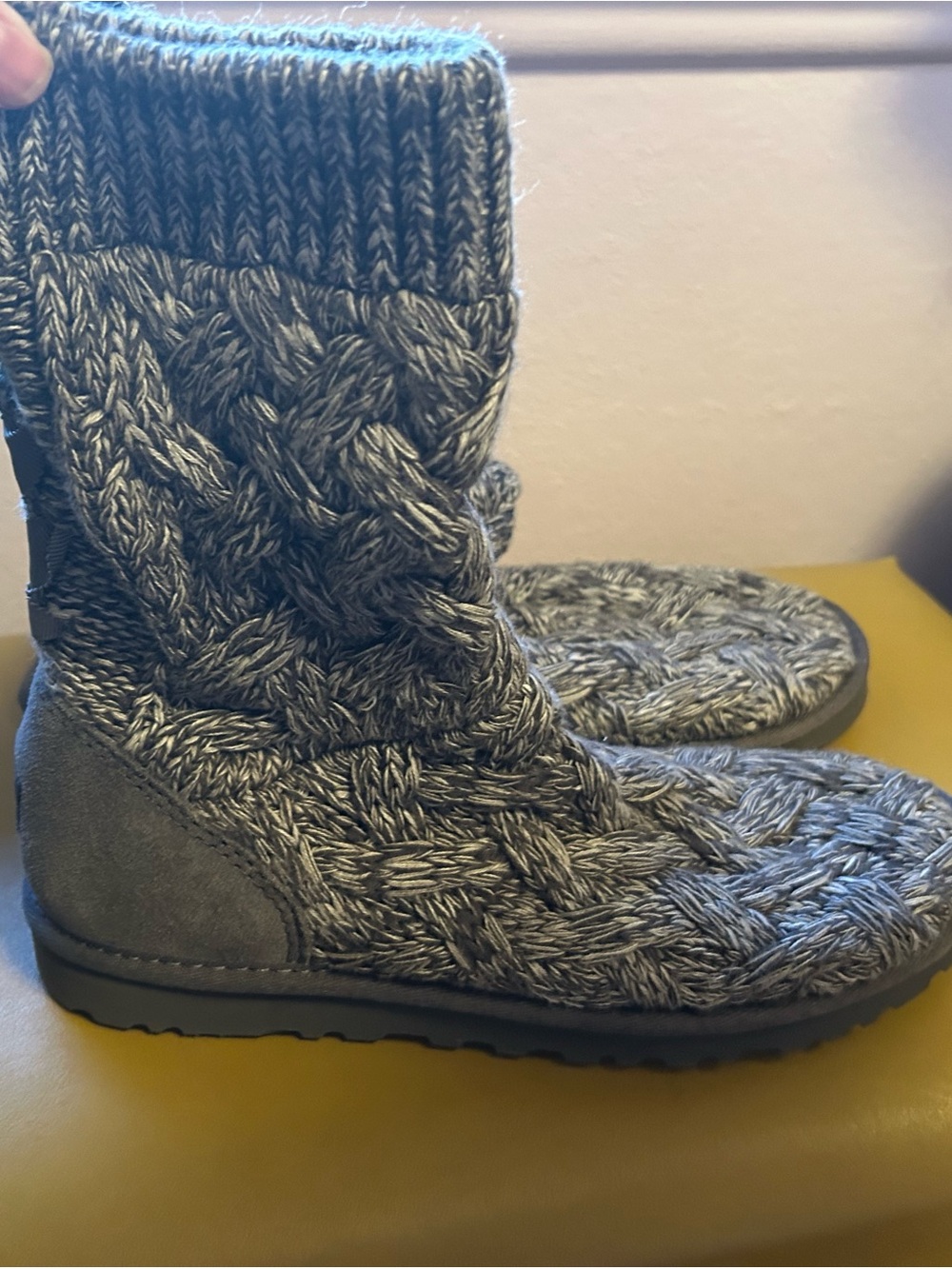 UGG Cable Knit Slip-On Boot - Gray